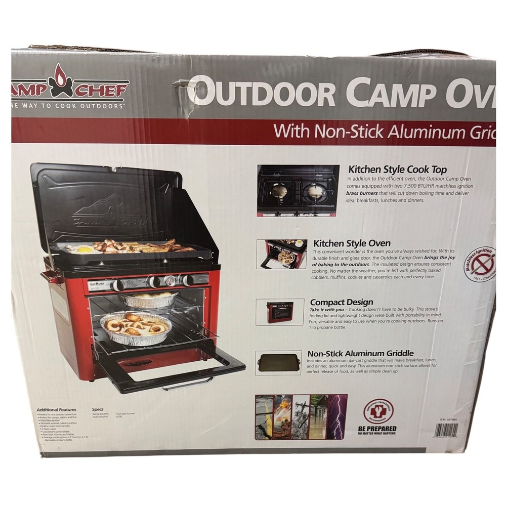 NEW SEALED Camp Chef COVEN12 Outdoor Camp Oven 2 Burner Stove Griddle Propane